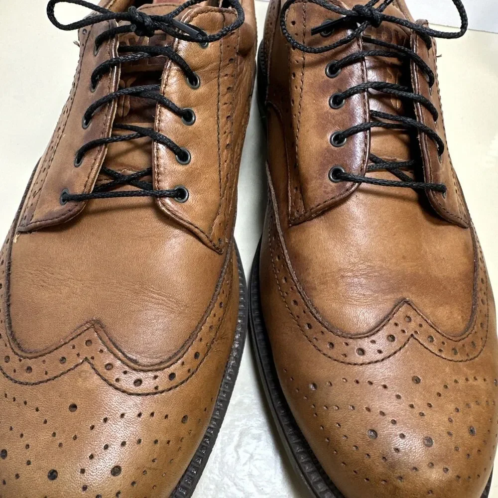 Frye Men's 10 M David Wingtip Oxford Dress Leather Shoes Brown Tan Cognac 84535